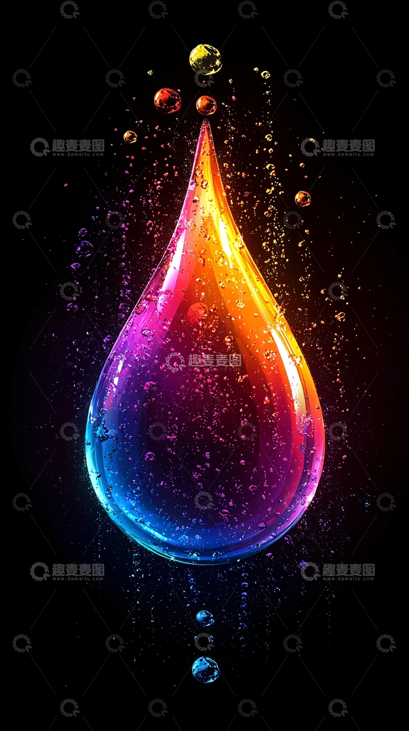 高清大图下载【趣麦麦图】彩色水滴悬浮在空中