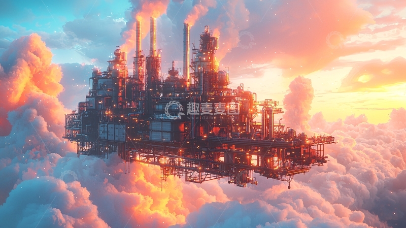 高清大图下载【趣麦麦图】漂浮在云端的工业城市