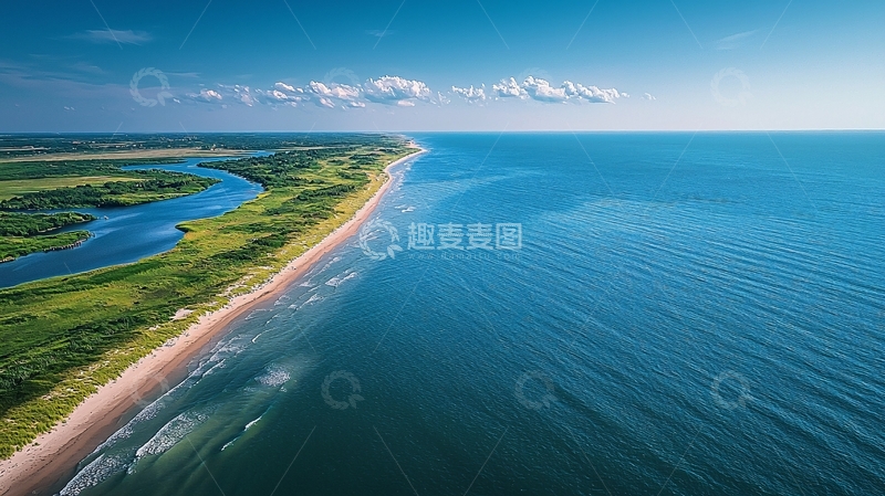 高清大图下载【趣麦麦图】海滩与河流交汇的风景