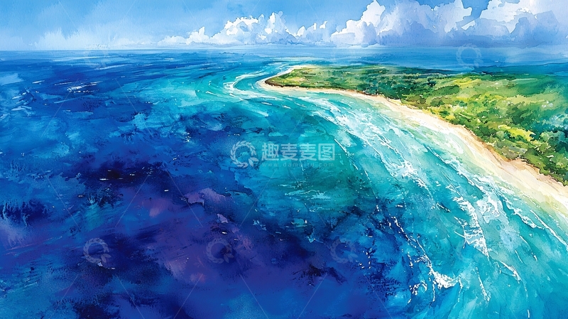 高清大图下载【趣麦麦图】海天一色碧波荡漾