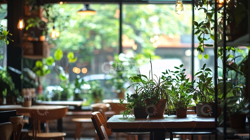 高清大图下载【趣麦麦图】绿植环绕的咖啡店