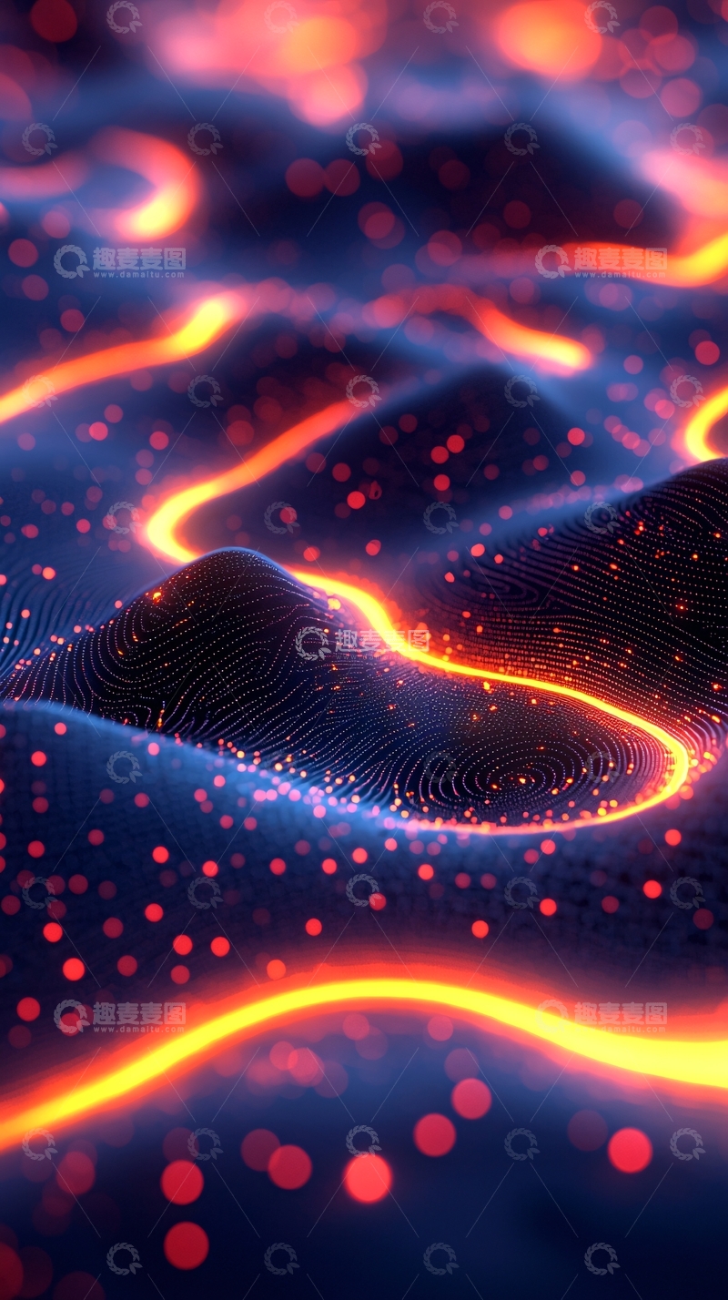 高清大图下载【趣麦麦图】抽象发光曲线流动