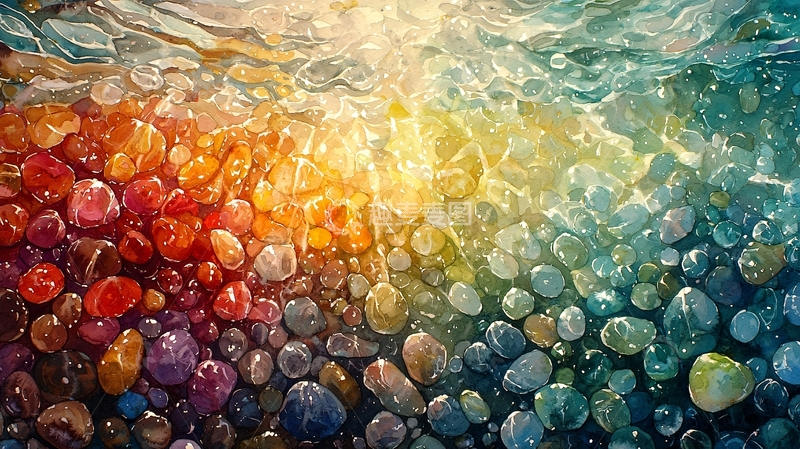 高清大图下载【趣麦麦图】水下彩色鹅卵石
