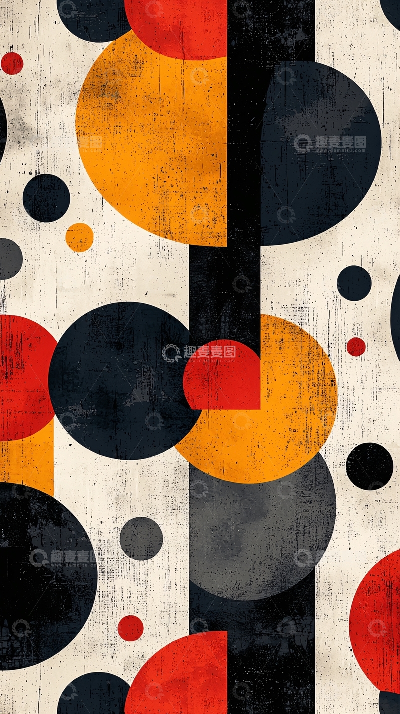 高清大图下载【趣麦麦图】彩色几何圆形抽象图案