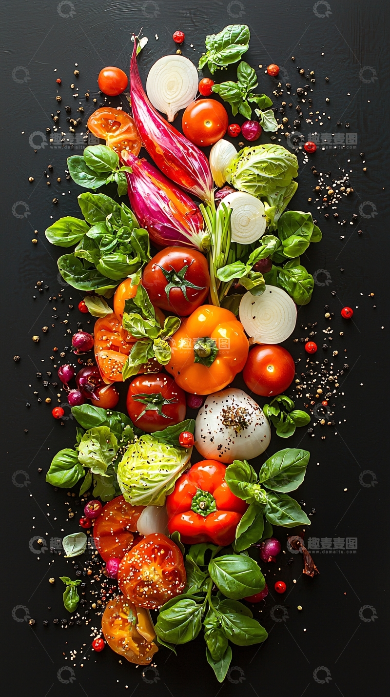 高清大图下载【趣麦麦图】蔬菜与香料的排列