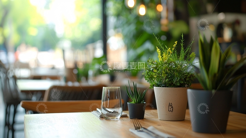 高清大图下载【趣麦麦图】餐厅绿植摆设