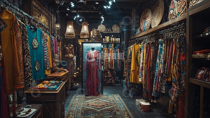 高清大图下载【趣麦麦图】复古服装店室内场景