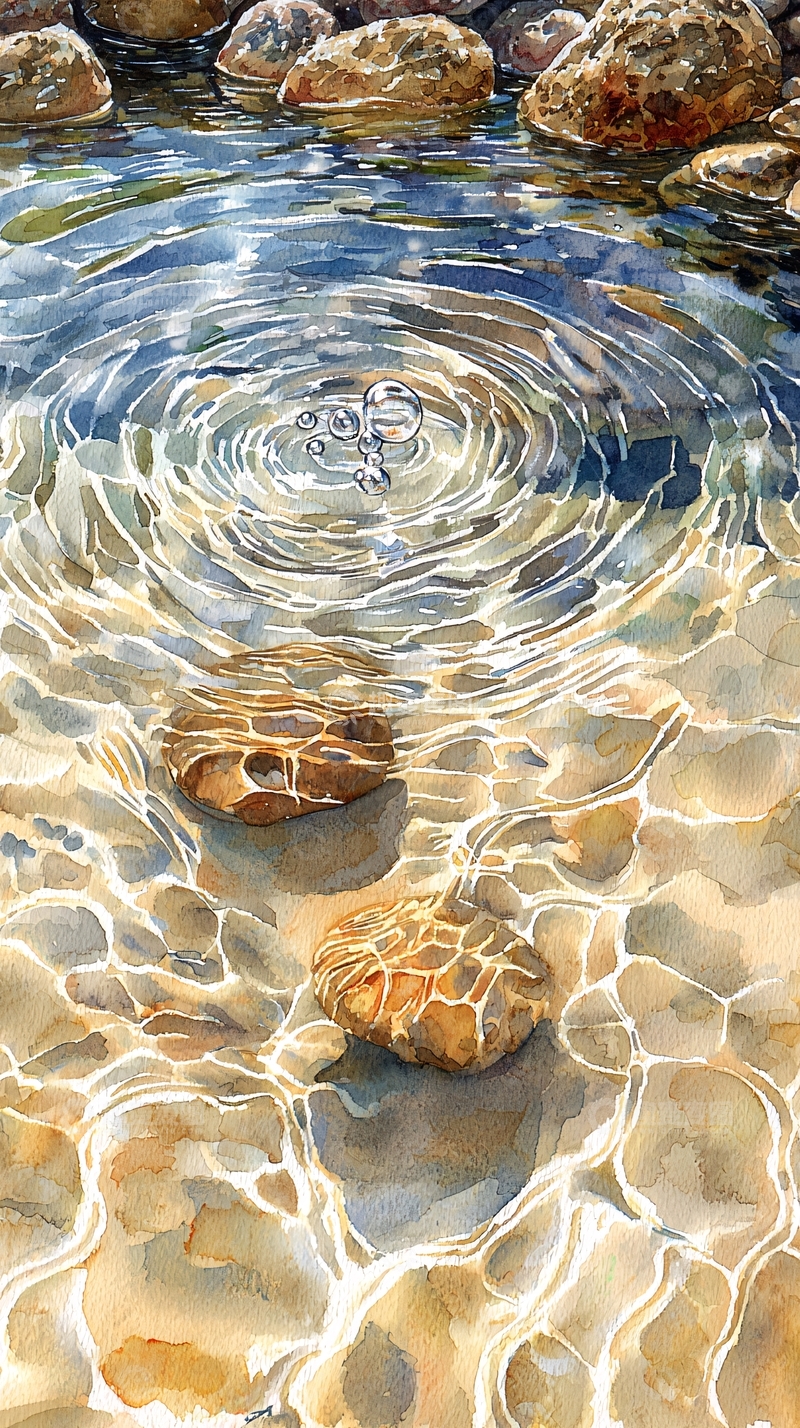 高清大图下载【趣麦麦图】水面石头的光影涟漪