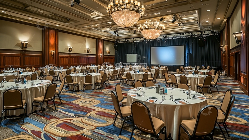 高清大图下载【趣麦麦图】豪华宴会厅圆桌会议布置