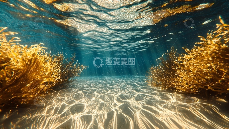高清大图下载【趣麦麦图】海底阳光照耀下的景象