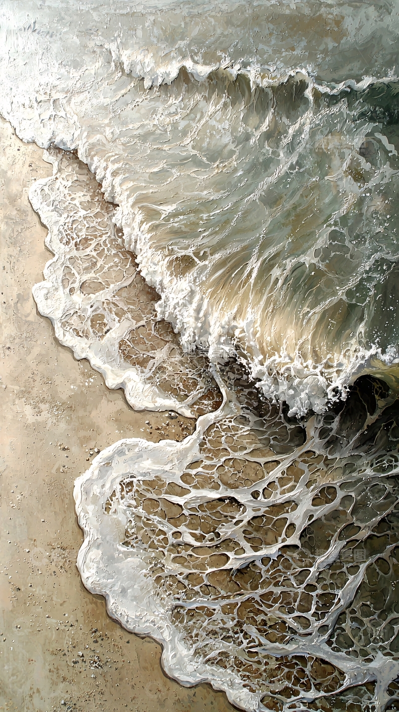 高清大图下载【趣麦麦图】海浪拍打沙滩