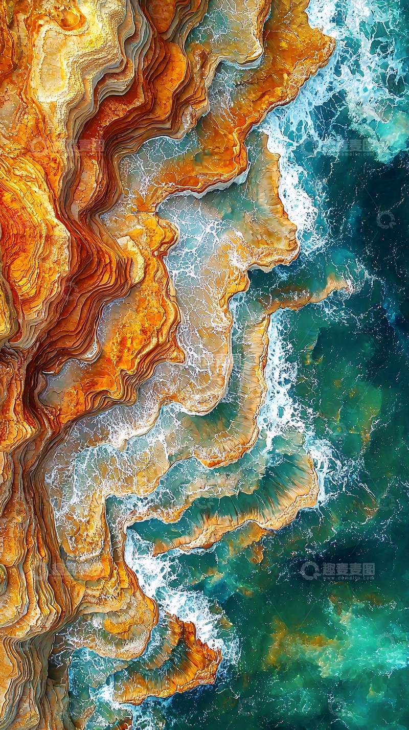 高清大图下载【趣麦麦图】海浪冲击岩石的壮观景象