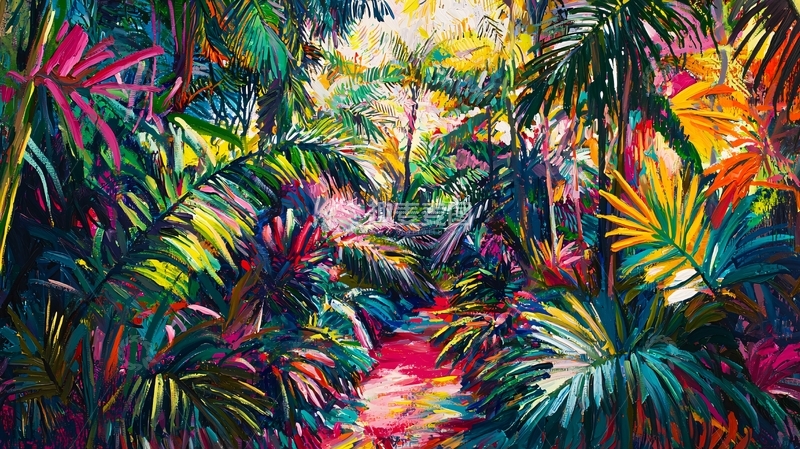 高清大图下载【趣麦麦图】热带雨林彩色小路