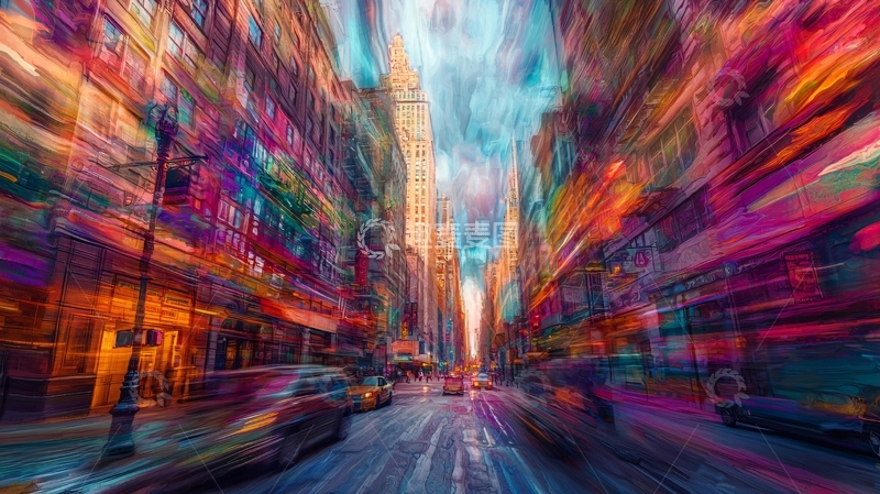 高清大图下载【趣麦麦图】光影流动的都市街道