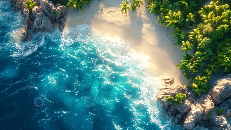 高清大图下载【趣麦麦图】热带海滩鸟瞰图