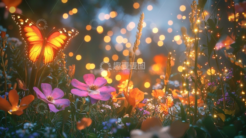 高清大图下载【趣麦麦图】梦幻萤火花海
