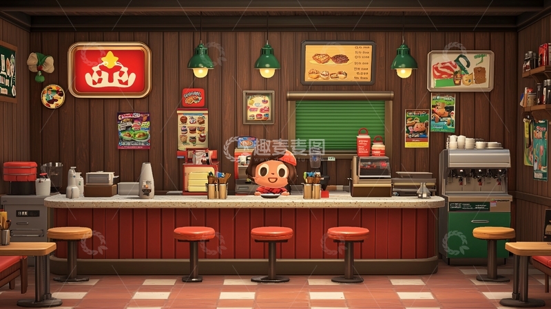 高清大图下载【趣麦麦图】复古美式小餐吧