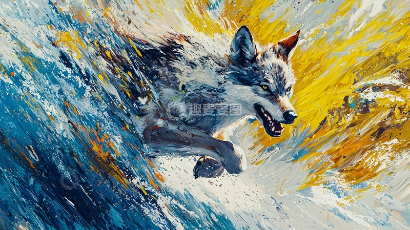 高清大图下载【趣麦麦图】狼跃浪花