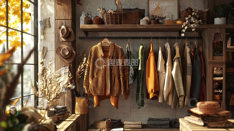 高清大图下载【趣麦麦图】复古秋日衣帽间陈列
