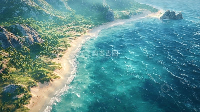 高清大图下载【趣麦麦图】海天一色风景如画