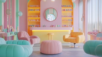 粉色系甜美美甲店装修