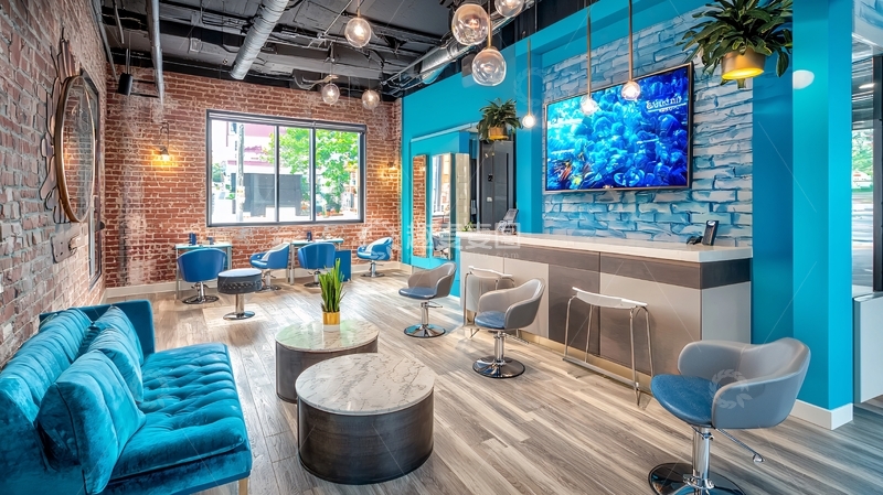 高清大图下载【趣麦麦图】时尚蓝色休闲区室内设计