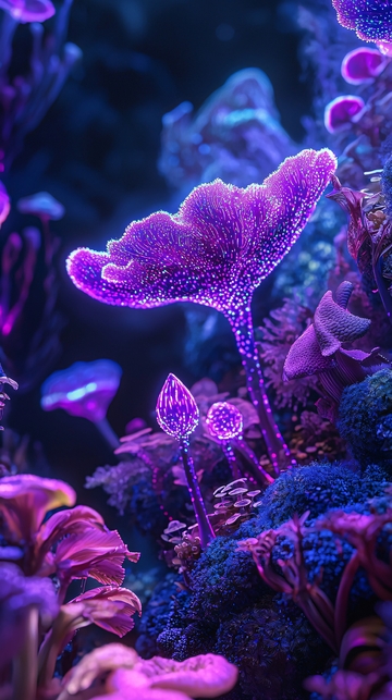 梦幻紫色发光菌菇