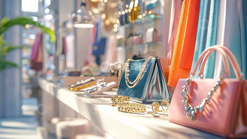 高清大图下载【趣麦麦图】时尚女包专卖店货架