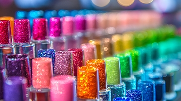 闪亮多彩的指甲油瓶