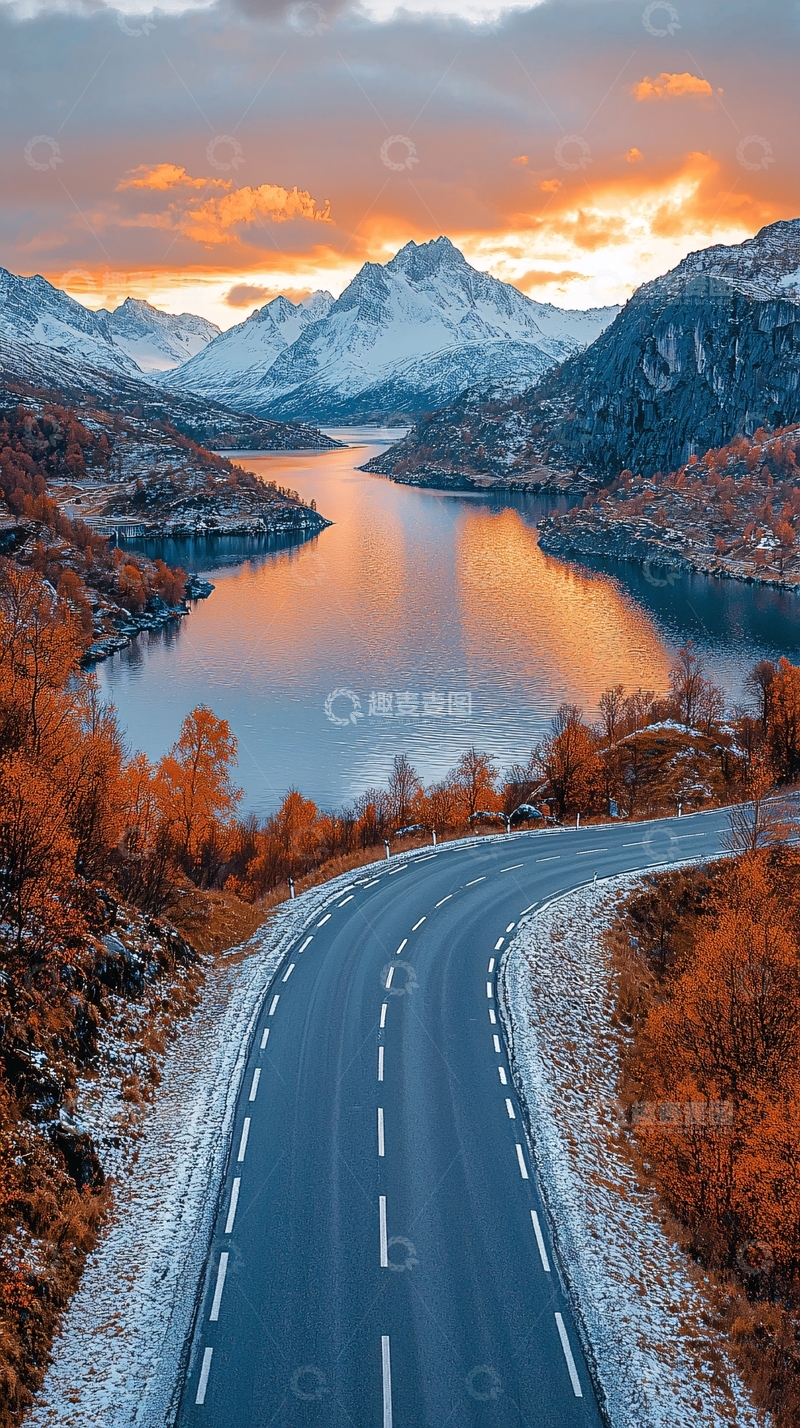 高清大图下载【趣麦麦图】山间公路秋景