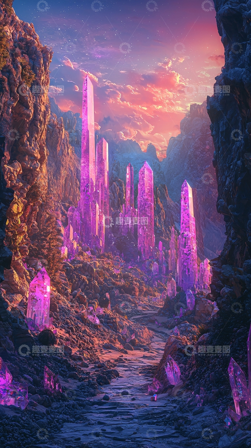高清大图下载【趣麦麦图】紫色水晶峡谷