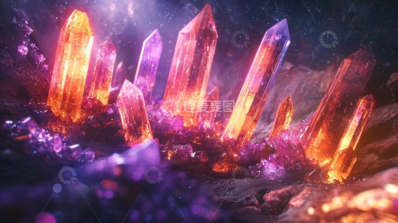 高清大图下载【趣麦麦图】闪耀的红紫水晶洞穴