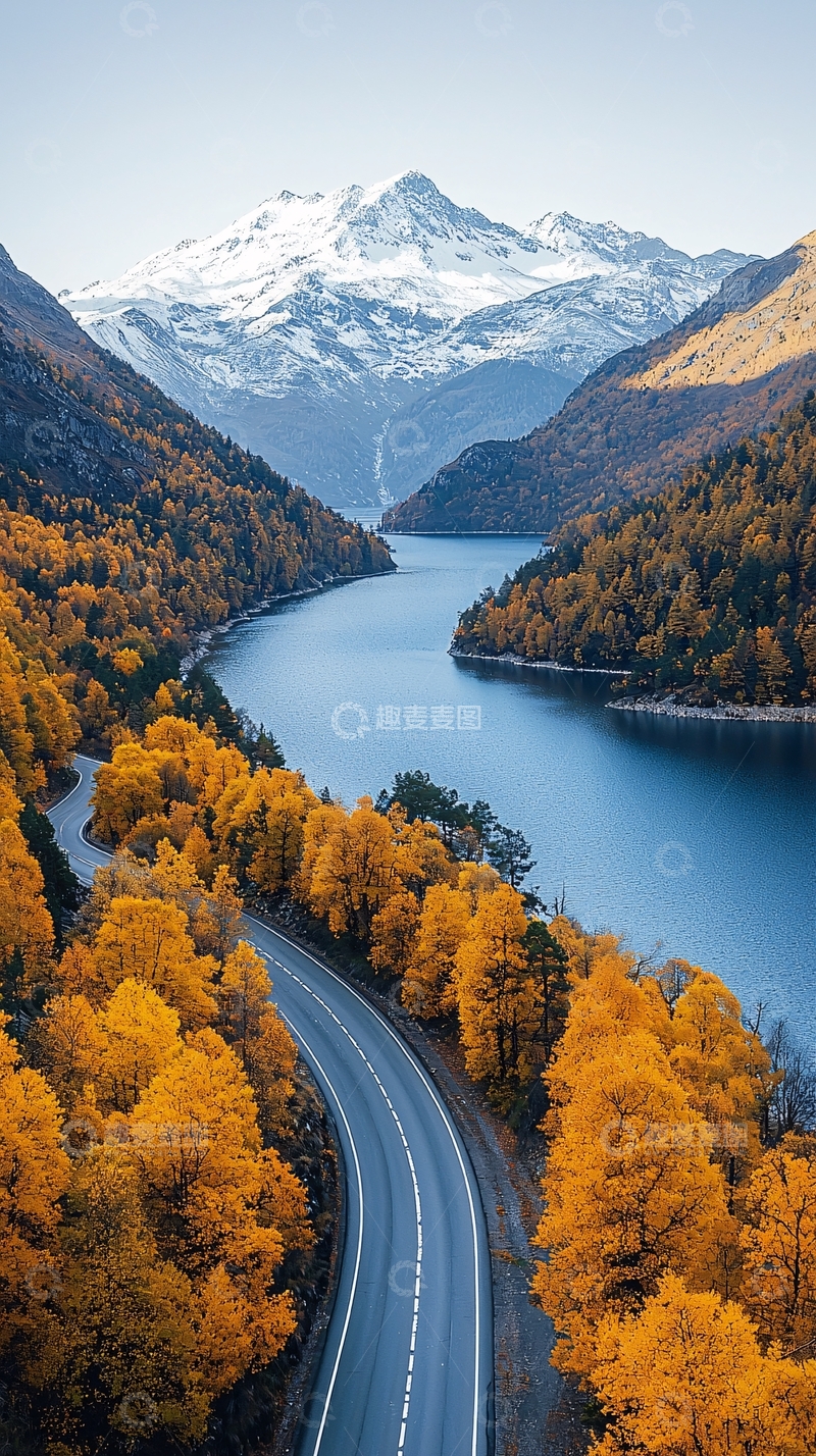 高清大图下载【趣麦麦图】秋季山水公路风景