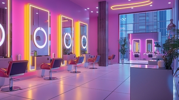 粉色霓虹灯美发沙龙