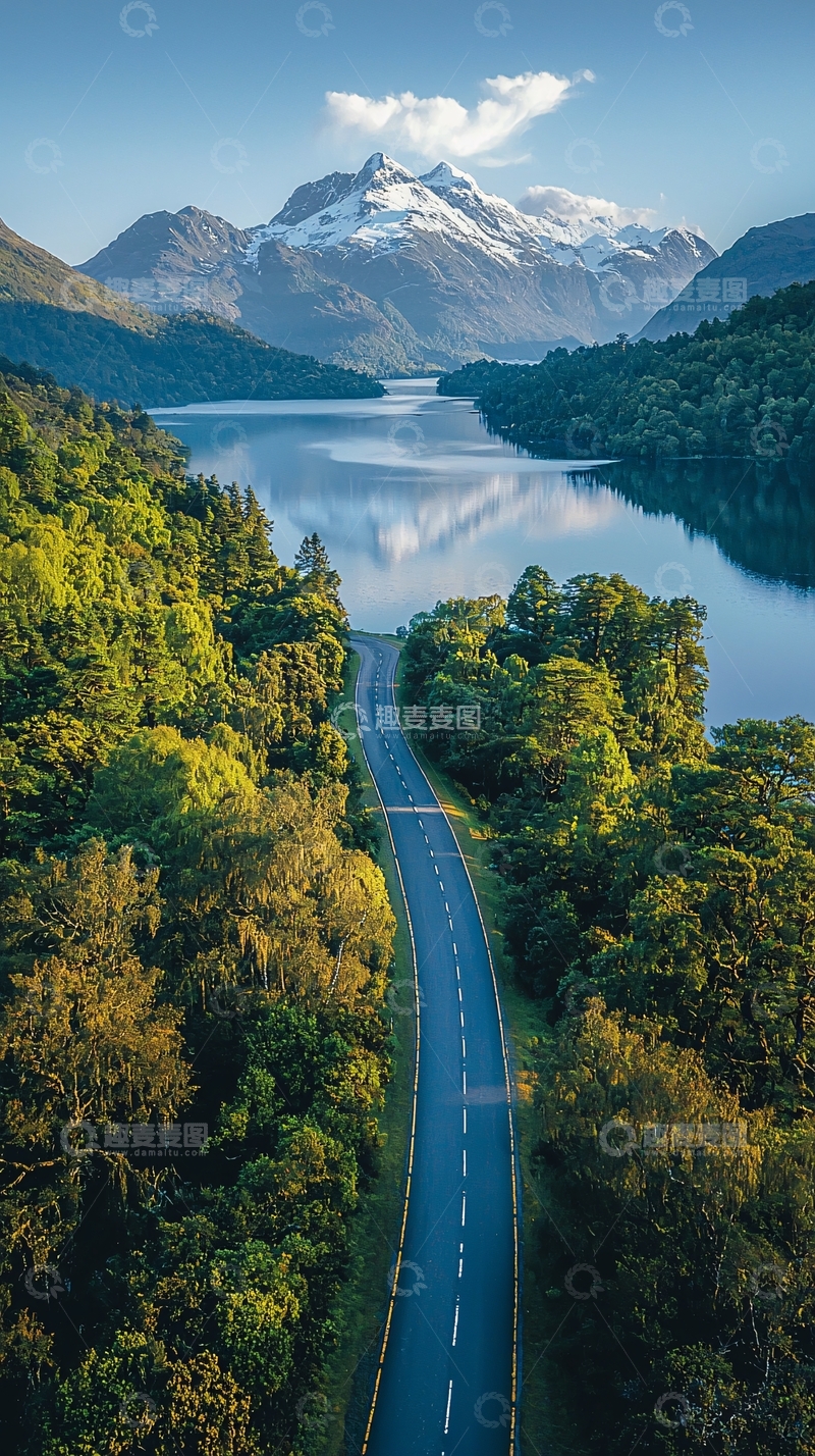 高清大图下载【趣麦麦图】山水相依的公路