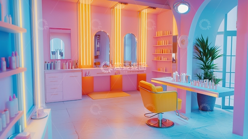 高清大图下载【趣麦麦图】粉色梦幻美发沙龙