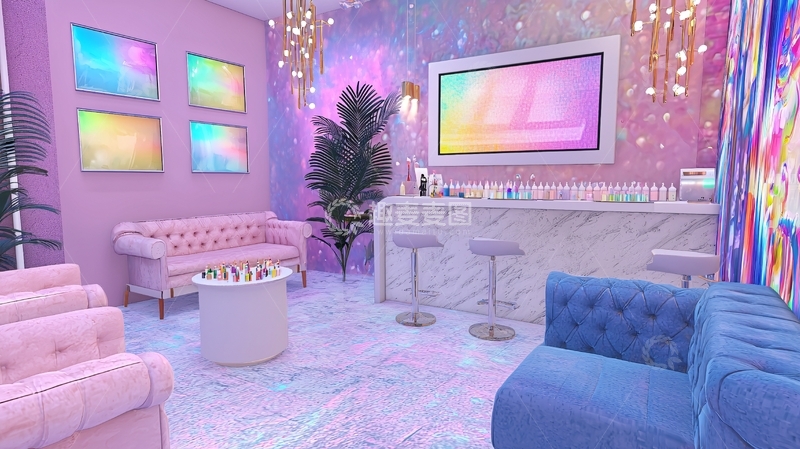 高清大图下载【趣麦麦图】梦幻少女风美妆店设计