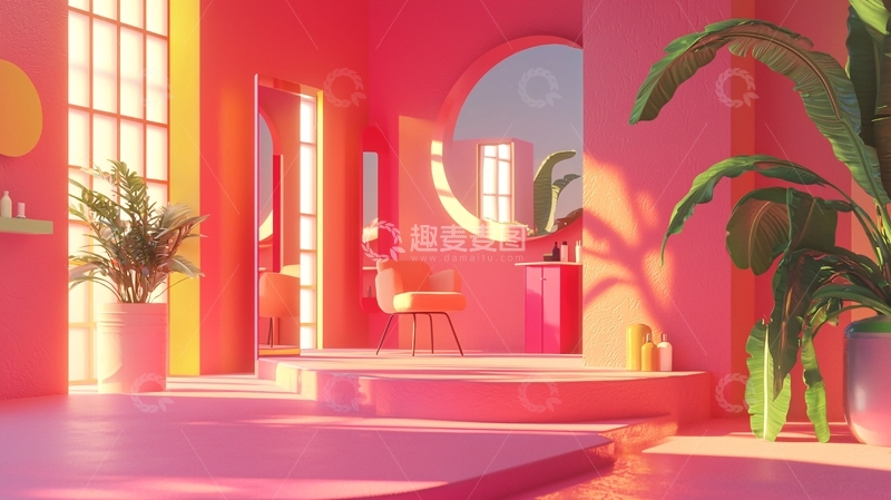 高清大图下载【趣麦麦图】粉色房间