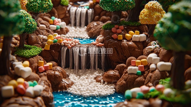 高清大图下载【趣麦麦图】巧克力瀑布景观