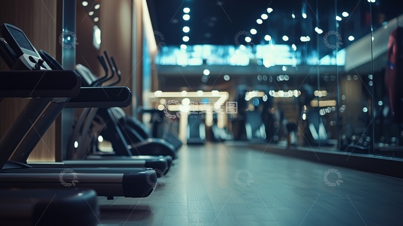 高清大图下载【趣麦麦图】高端健身房跑步机