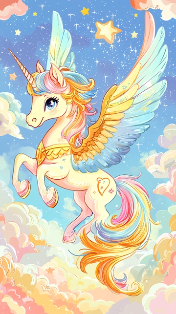 彩色翅膀独角兽