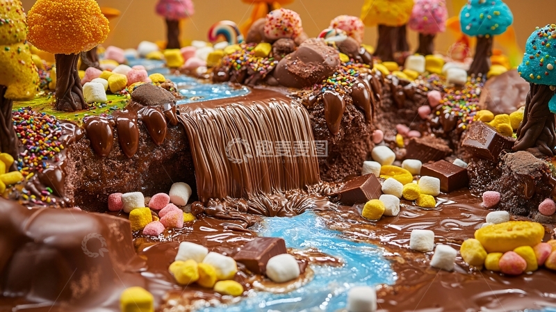 高清大图下载【趣麦麦图】巧克力瀑布景观