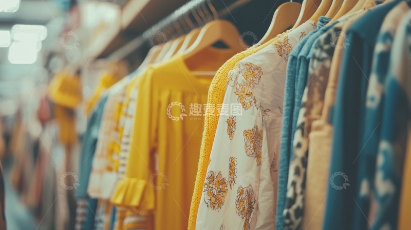 高清大图下载【趣麦麦图】衣物陈列在衣架上
