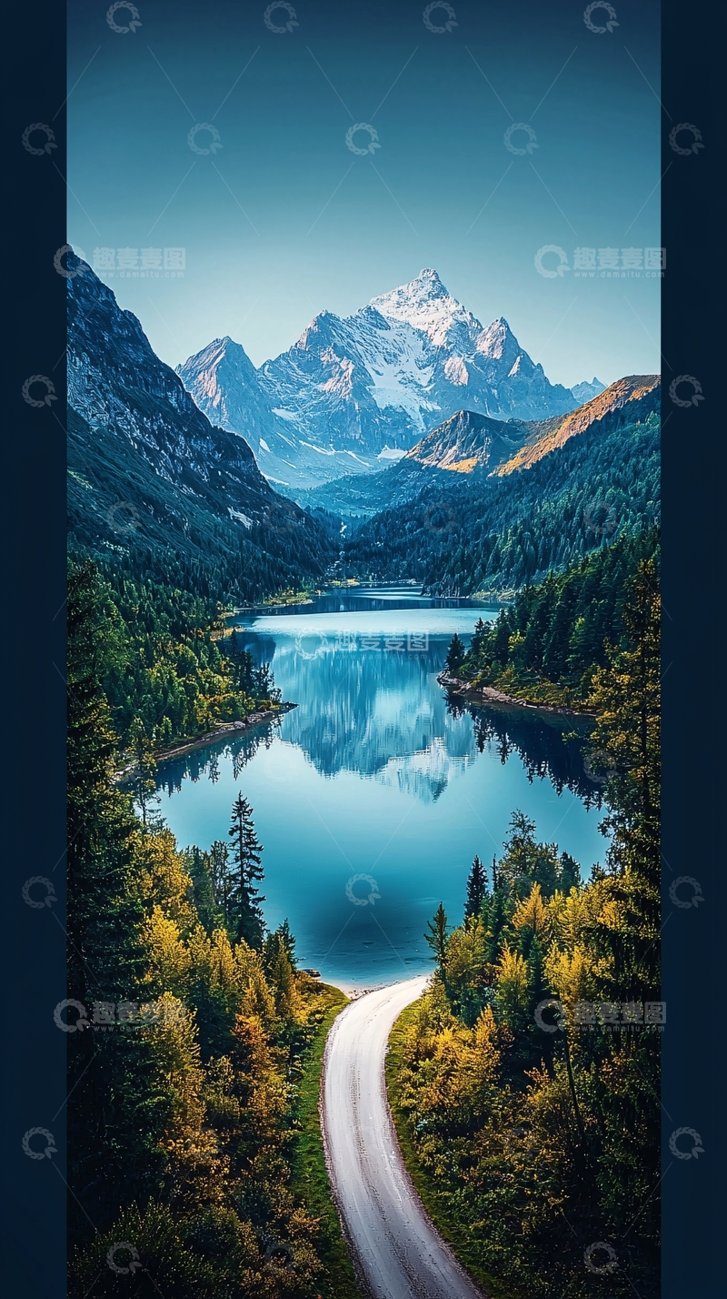 高清大图下载【趣麦麦图】湖光山色雪山辉映