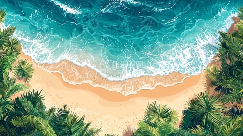 高清大图下载【趣麦麦图】热带海滩鸟瞰图