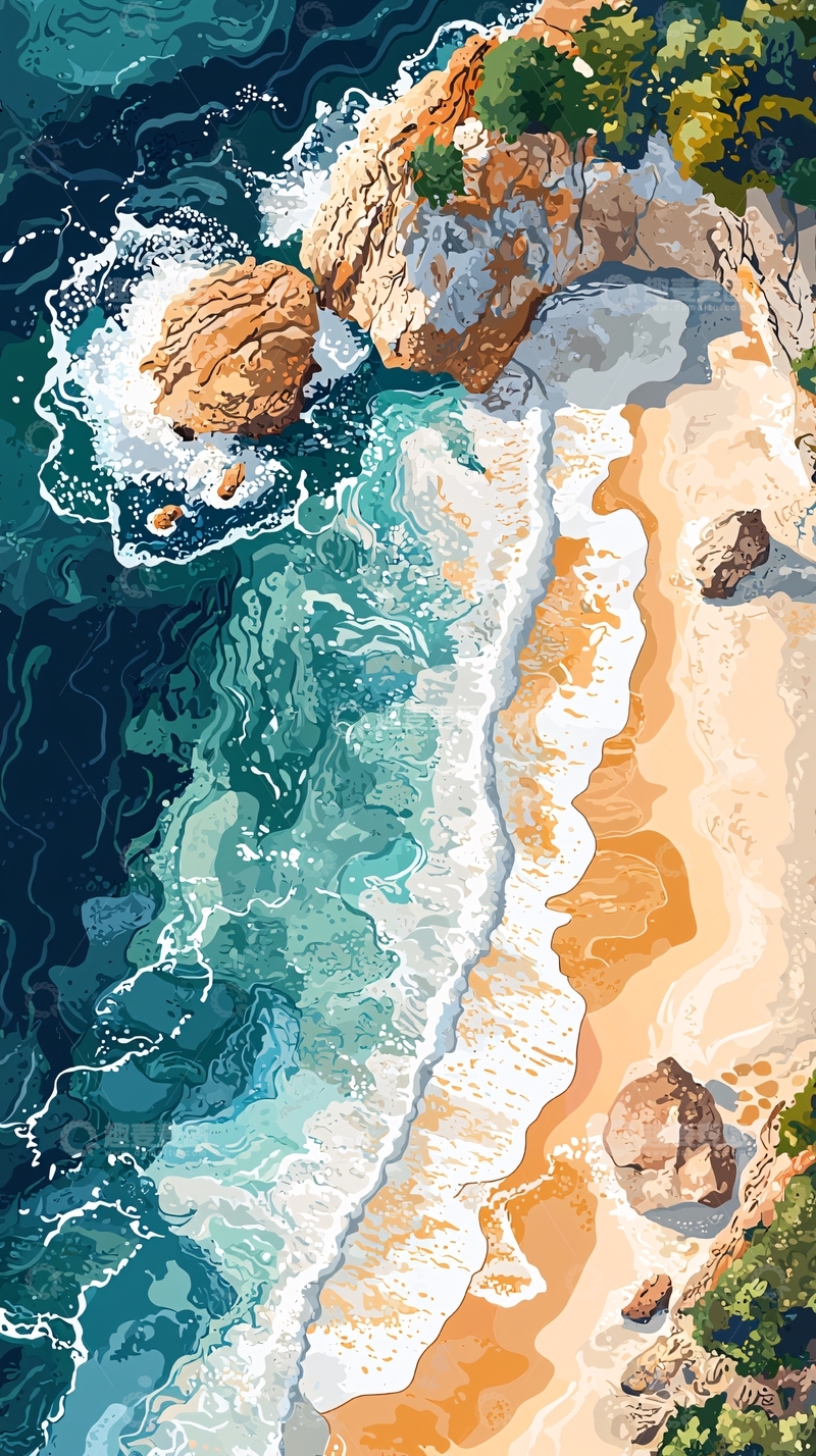 高清大图下载【趣麦麦图】海岸线鸟瞰图