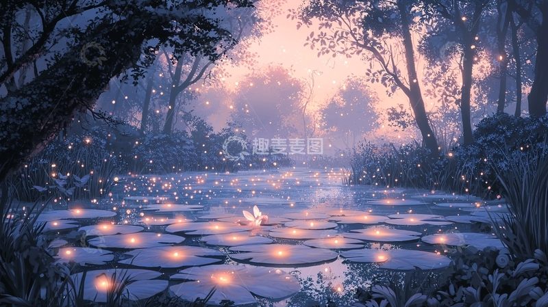 高清大图下载【趣麦麦图】梦幻池塘