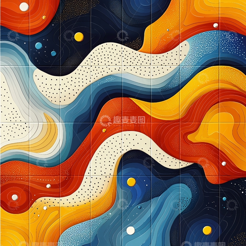 高清大图下载【趣麦麦图】抽象水彩波浪艺术