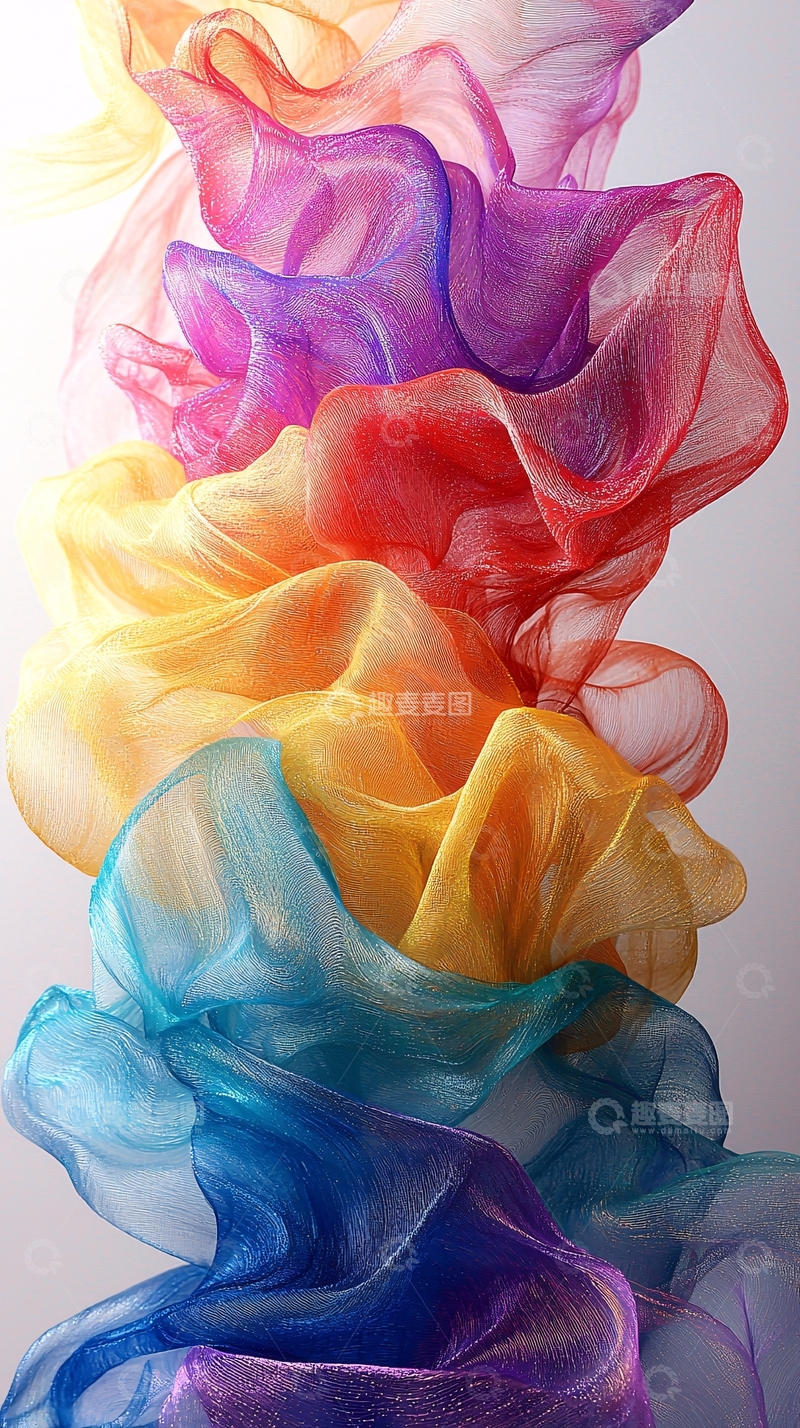 高清大图下载【趣麦麦图】彩色半透明薄纱层叠飘动