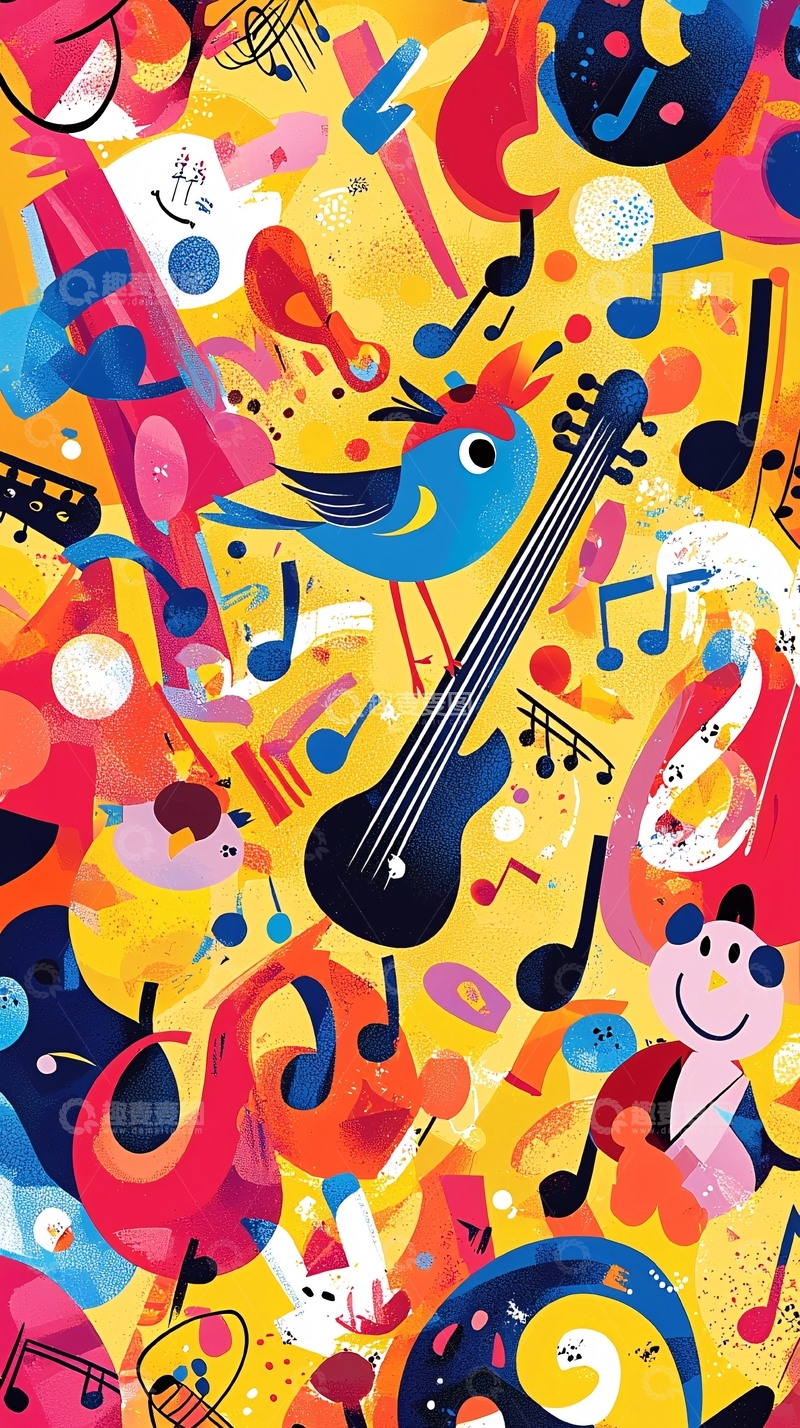 高清大图下载【趣麦麦图】色彩斑斓的音乐元素图案